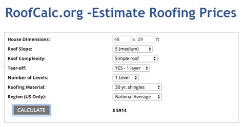 roofing installation cost calculator